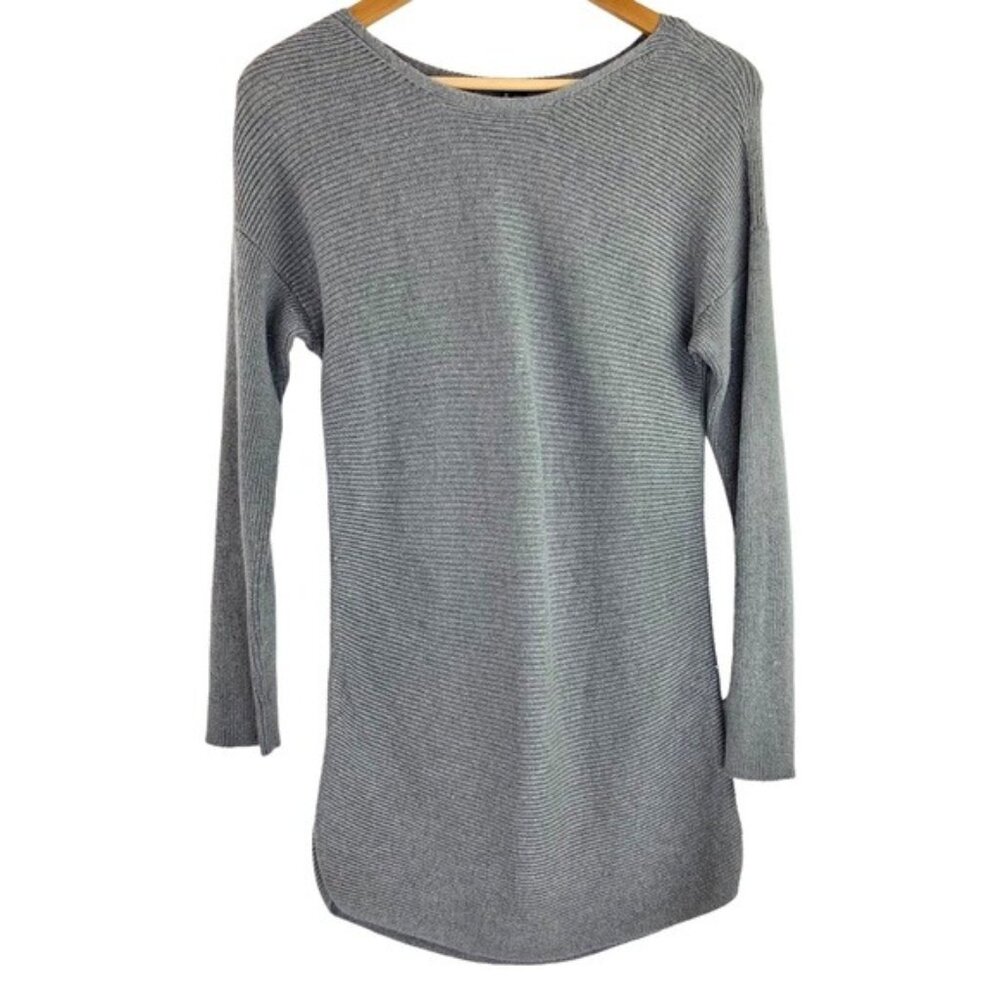 Theory Grey Knit Tunic Pullover Sweater